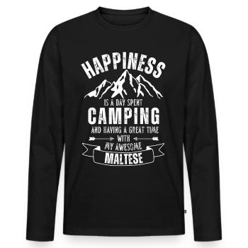 Camping und Malteser - Männer Premium Bio Langarmshirt - Schwarz - Vorne - Nico (187cm)