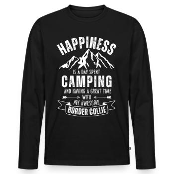 Camping and Border Collie - Men's Premium Organic Long Sleeve Shirt - black - Front - Nico (187cm)