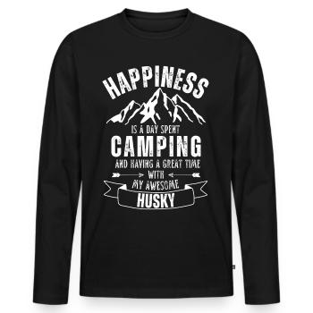 Camping und Husky - Männer Premium Bio Langarmshirt - Schwarz - Vorne - Nico (187cm)