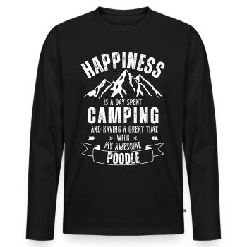 Camping und Pudel - Männer Premium Bio Langarmshirt - Schwarz - Vorne - Nico (187cm)