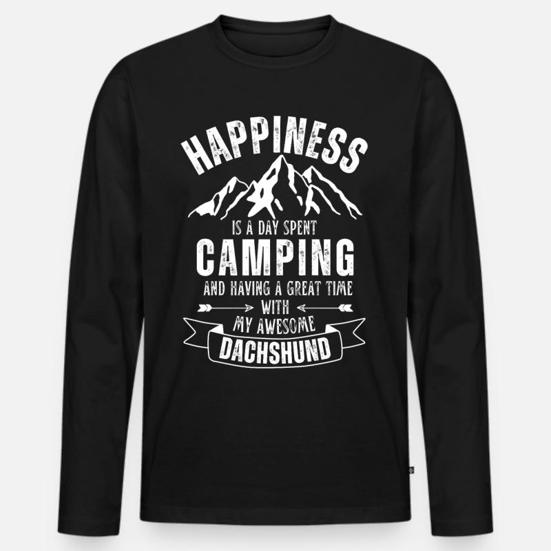 Camping und Dackel - Männer Premium Bio Langarmshirt - Schwarz