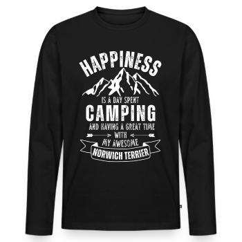 Camping and Norwich Terriers - Men's Premium Organic Long Sleeve Shirt - black - Front - Nico (187cm)
