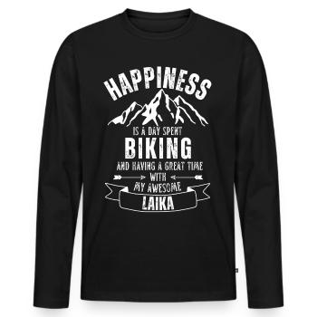 Radfahren und Laika - Männer Premium Bio Langarmshirt - Schwarz - Vorne - Nico (187cm)