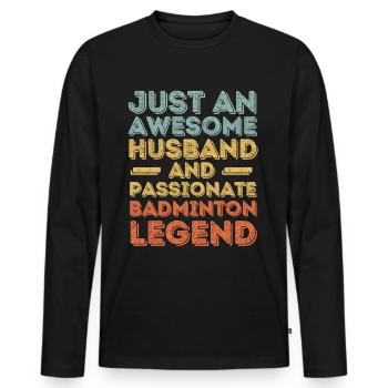 Mari Badminton rétro - T-shirt manches longues Premium bio Homme - noir - Devant - Nico (187cm)