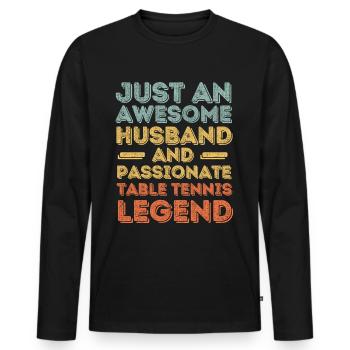 Mari tennis de table rétro - T-shirt manches longues Premium bio Homme - noir - Devant - Nico (187cm)