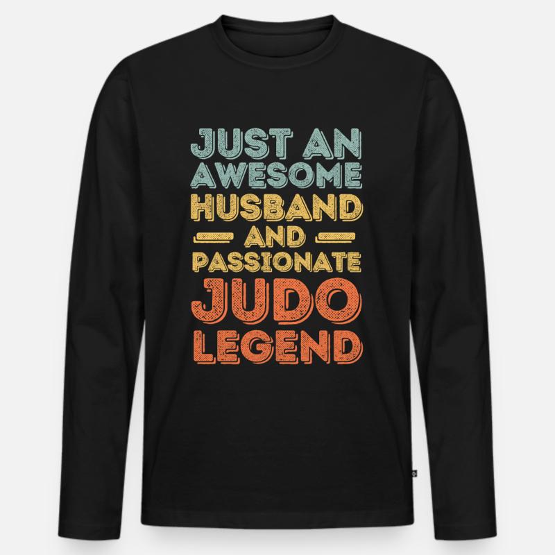 Ehemann Judo Legende Retro - Männer Premium Bio Langarmshirt - Schwarz