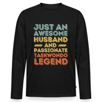 Mari Taekwondo rétro - T-shirt manches longues Premium bio Homme - noir - Devant - Nico (187cm)