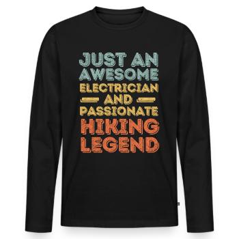 Elektriker Wandern retro - Männer Premium Bio Langarmshirt - Schwarz - Vorne - Nico (187cm)