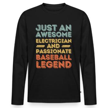 Électricien Baseball rétro - T-shirt manches longues Premium bio Homme - noir - Devant - Nico (187cm)