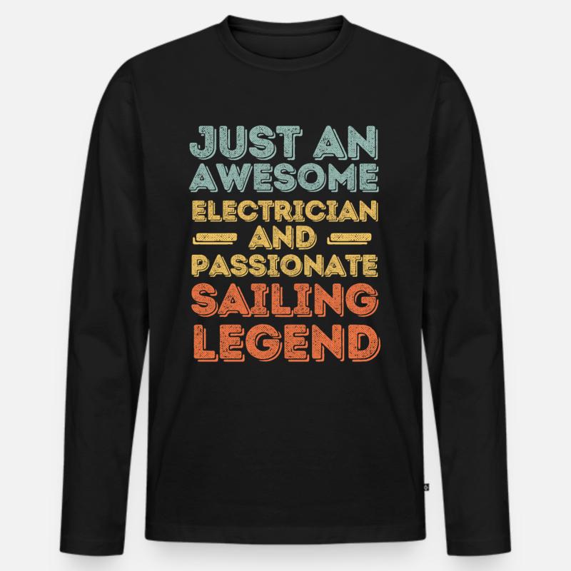 Elektriker Segeln retro - Männer Premium Bio Langarmshirt - Schwarz