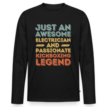 Elektriker Kickboxen retro - Männer Premium Bio Langarmshirt - Schwarz - Vorne - Nico (187cm)
