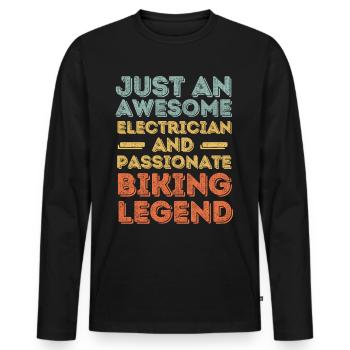 Elektriker Radfahren retro - Männer Premium Bio Langarmshirt - Schwarz - Vorne - Nico (187cm)