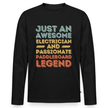 Elektriker Paddleboard retro - Männer Premium Bio Langarmshirt - Schwarz - Vorne - Nico (187cm)