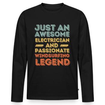 Elektriker Windsurfen retro - Männer Premium Bio Langarmshirt - Schwarz - Vorne - Nico (187cm)