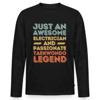 Elektriker Taekwondo retro - Männer Premium Bio Langarmshirt - Schwarz - Vorne - Nico (187cm)