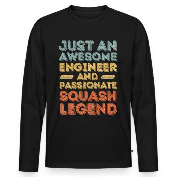 Ingénieur squash rétro - T-shirt manches longues Premium bio Homme - noir - Devant - Nico (187cm)