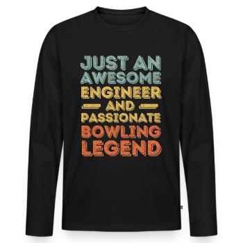 Ingénieur Bowling rétro - T-shirt manches longues Premium bio Homme - noir - Devant - Nico (187cm)