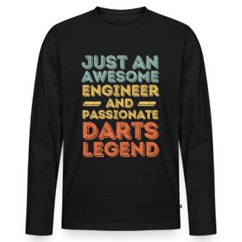 Ingénieur fléchettes rétro - T-shirt manches longues Premium bio Homme - noir - Devant - Nico (187cm)