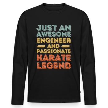 Ingenieur Karate retro - Männer Premium Bio Langarmshirt - Schwarz - Vorne - Nico (187cm)