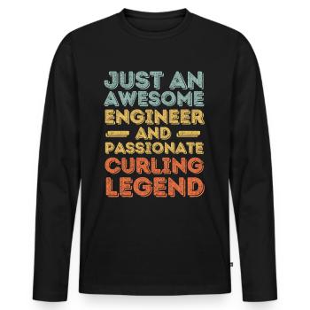 Engineer Curling retro - Men's Premium Organic Long Sleeve Shirt - black - Front - Nico (187cm)
