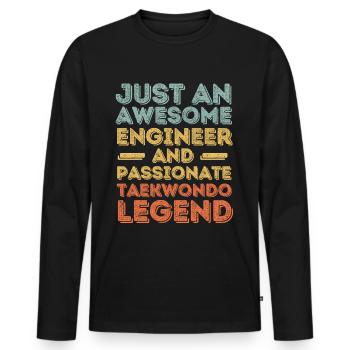 Ingenieur Taekwondo retro - Männer Premium Bio Langarmshirt - Schwarz - Vorne - Nico (187cm)