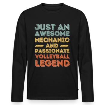 Mécanicien Volleyball rétro - T-shirt manches longues Premium bio Homme - noir - Devant - Nico (187cm)