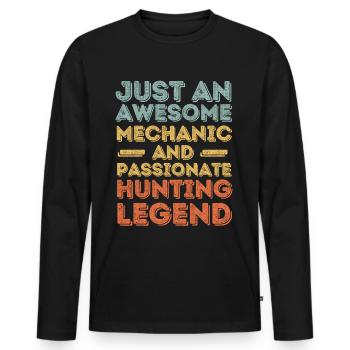 Mécanicien chasse rétro - T-shirt manches longues Premium bio Homme - noir - Devant - Nico (187cm)