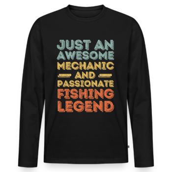 Mechaniker Angeln fischen retro - Männer Premium Bio Langarmshirt - Schwarz - Vorne - Nico (187cm)