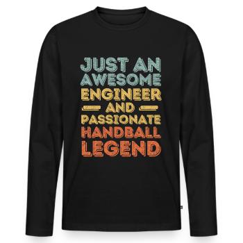 Engineer handball retro - Men's Premium Organic Long Sleeve Shirt - black - Front - Nico (187cm)