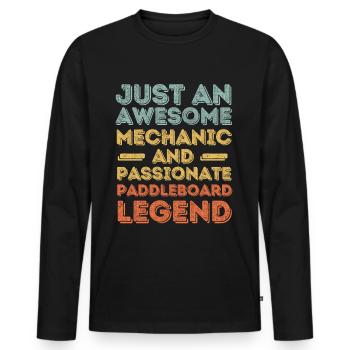 Mechaniker Paddleboard retro - Männer Premium Bio Langarmshirt - Schwarz - Vorne - Nico (187cm)