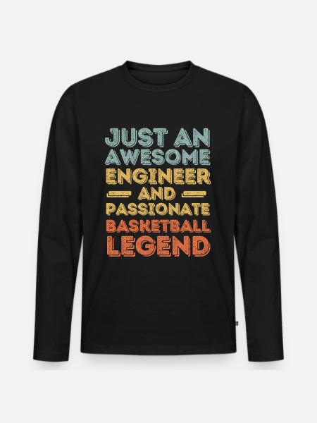 Engineer Basketball retro - Men's Premium Organic Long Sleeve Shirt - black