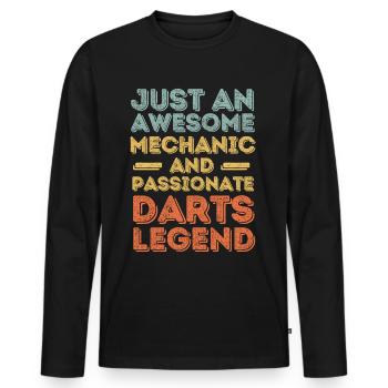 Mechanic darts retro - Men's Premium Organic Long Sleeve Shirt - black - Front - Nico (187cm)