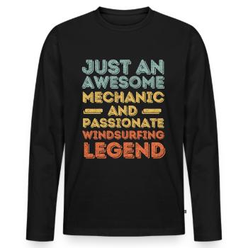 Mechaniker Windsurfen retro - Männer Premium Bio Langarmshirt - Schwarz - Vorne - Nico (187cm)