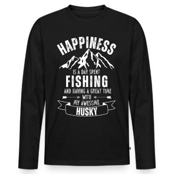 Angeln und Husky - Männer Premium Bio Langarmshirt - Schwarz - Vorne - Nico (187cm)