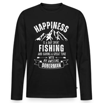 Angeln und Dobermann - Männer Premium Bio Langarmshirt - Schwarz - Vorne - Nico (187cm)
