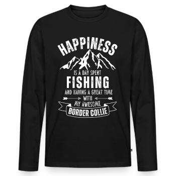 Fishing and border collies - Men's Premium Organic Long Sleeve Shirt - black - Front - Nico (187cm)