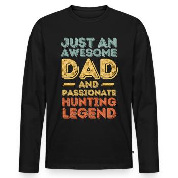 Papa chasse rétro - T-shirt manches longues Premium bio Homme - noir - Devant - Nico (187cm)