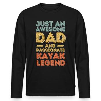 Papa Kayak retro - Men's Premium Organic Long Sleeve Shirt - black - Front - Nico (187cm)