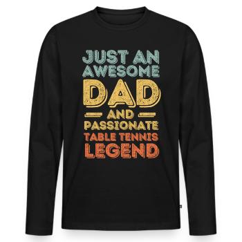 Papa tennis de table rétro - T-shirt manches longues Premium bio Homme - noir - Devant - Nico (187cm)