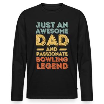 Papa bowling rétro - T-shirt manches longues Premium bio Homme - noir - Devant - Nico (187cm)