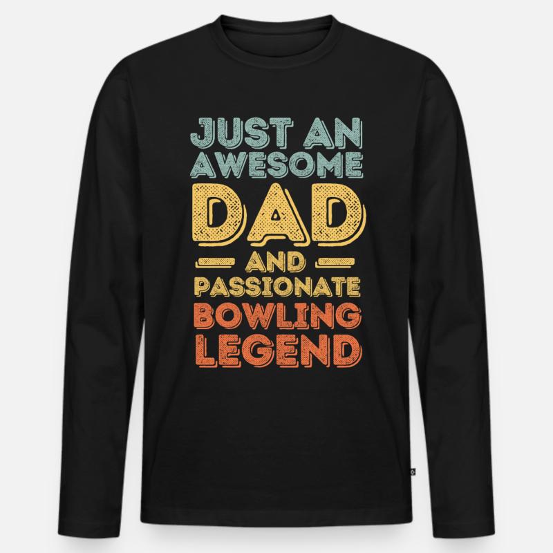 Papa Bowling retro - Männer Premium Bio Langarmshirt - Schwarz