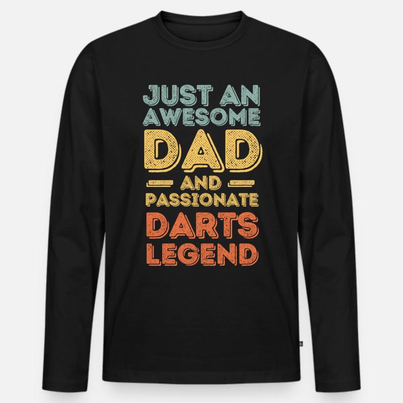 Papa Dart retro - Männer Premium Bio Langarmshirt - Schwarz