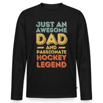 Papa hockey rétro - T-shirt manches longues Premium bio Homme - noir - Devant - Nico (187cm)