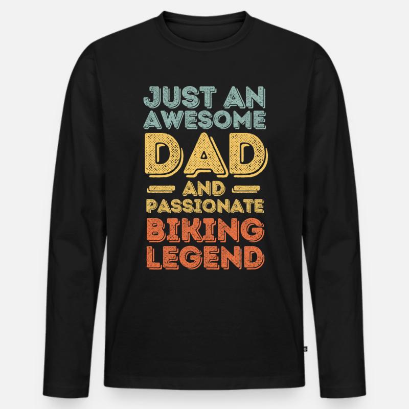 Papa Radfahren retro - Männer Premium Bio Langarmshirt - Schwarz
