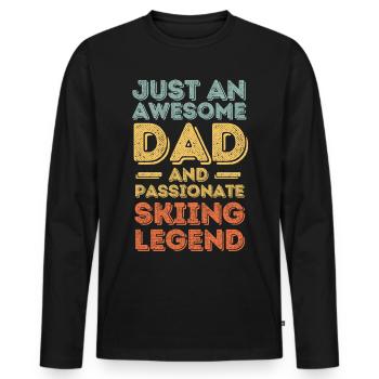 Papa Ski retro - Männer Premium Bio Langarmshirt - Schwarz - Vorne - Nico (187cm)
