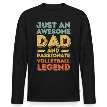 Papa Volleyball rétro - T-shirt manches longues Premium bio Homme - noir - Devant - Nico (187cm)