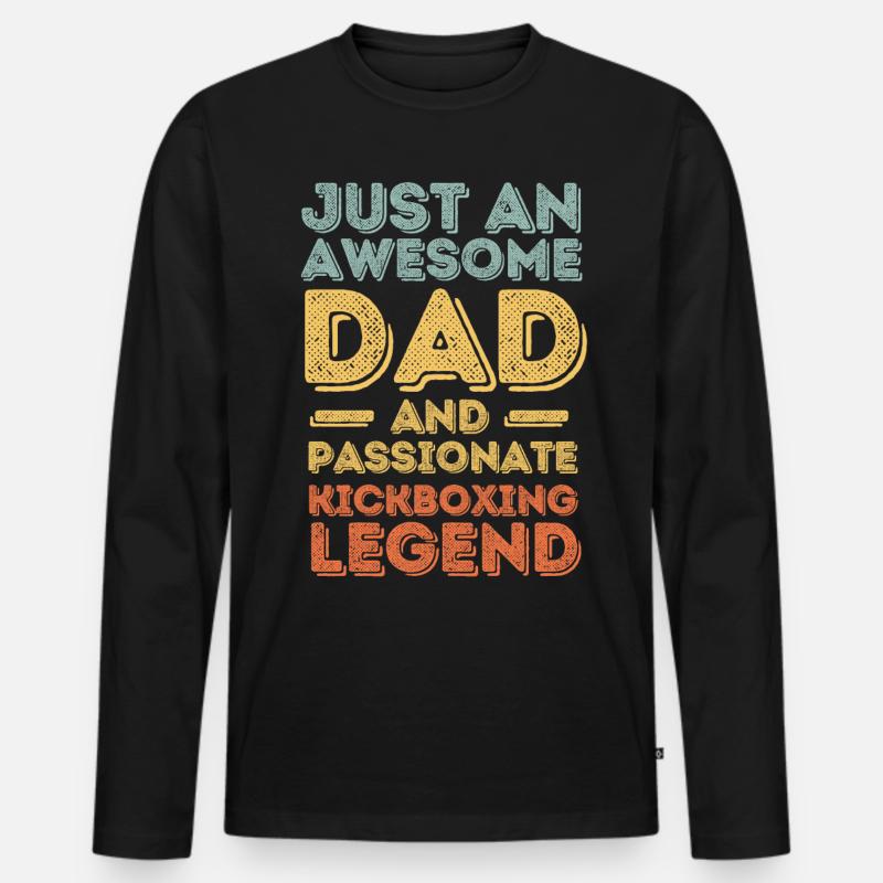 Papa Kickboxen retro - Männer Premium Bio Langarmshirt - Schwarz