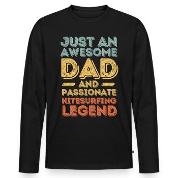 Papa kitesurf rétro - T-shirt manches longues Premium bio Homme - noir - Devant - Nico (187cm)