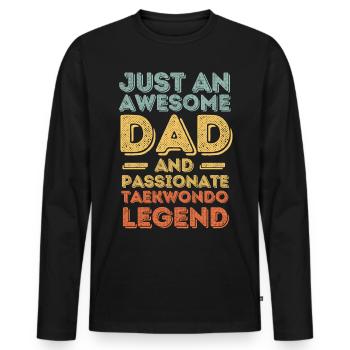 Papa Taekwondo retro - Männer Premium Bio Langarmshirt - Schwarz - Vorne - Nico (187cm)