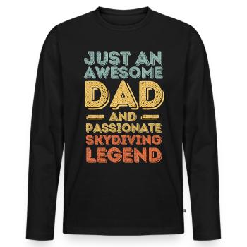 Papa parachutisme rétro - T-shirt manches longues Premium bio Homme - noir - Devant - Nico (187cm)